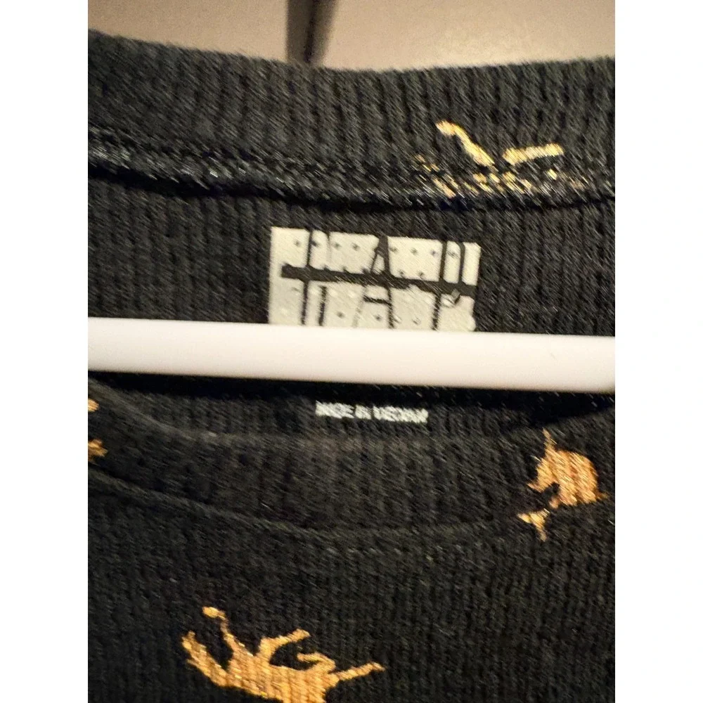 GAP Kids Black Long Sleeve Ribbed Shirt with Gold Unicorns Sz 3T